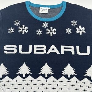 Rare Subaru Winter Sweater Mens Size L Blue Mountain Pattern Christmas Snow